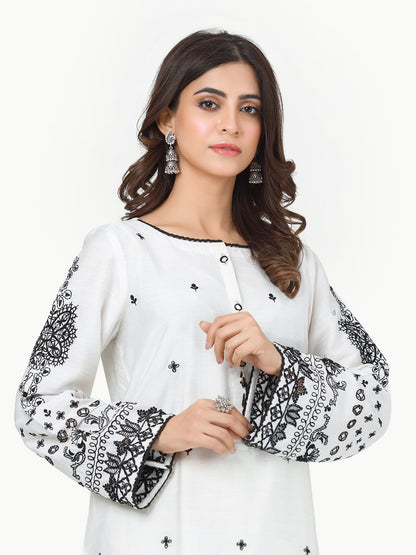 Edenrobe - Pret 1Pc Embroidered Cotton Shirt - EWTKE23-69288S
