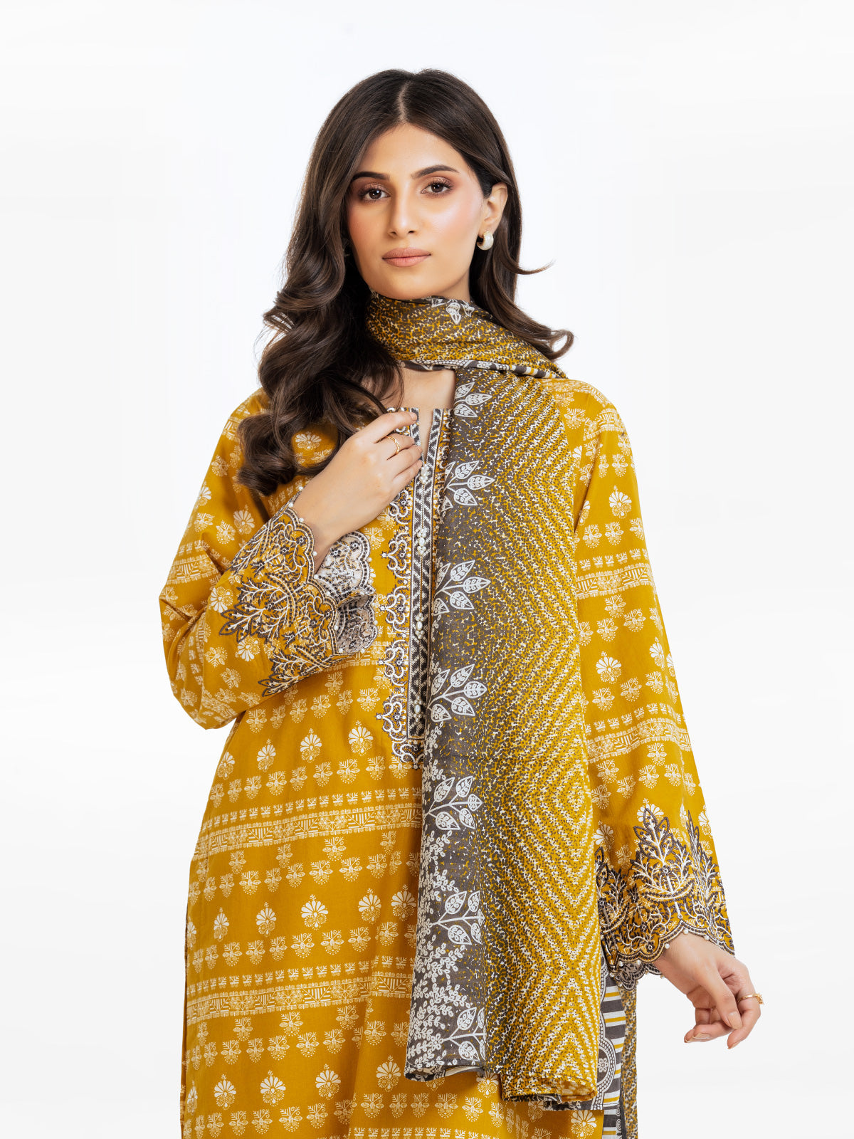 Edenrobe - Pret 2Pc Embroidered Khaddar Shirt Dupatta - EWTKE23-68500SD