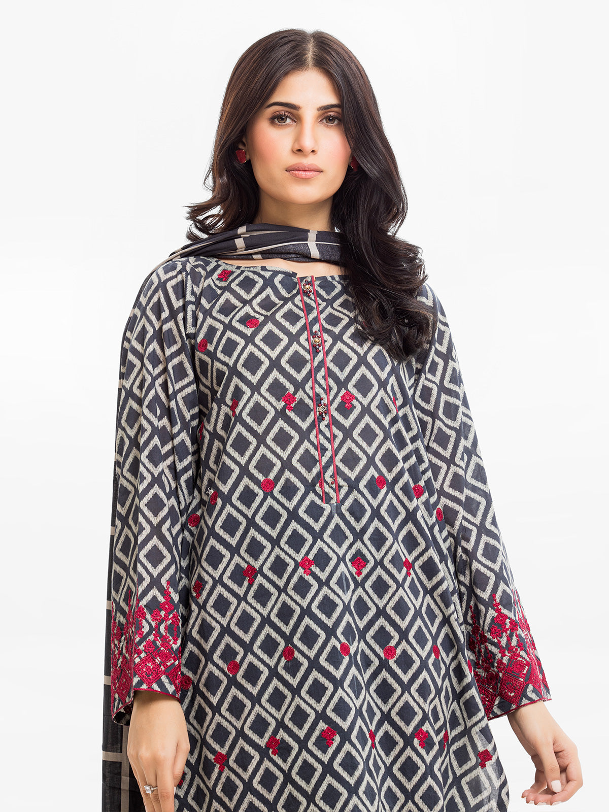 Edenrobe - Pret 3Pc Embroidered Cambric Suit - EWTKE23-68539-3P