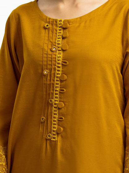 Edenrobe - Pret 3Pc Embroidered Khaddar Suit - EWTKE23-68777-3P