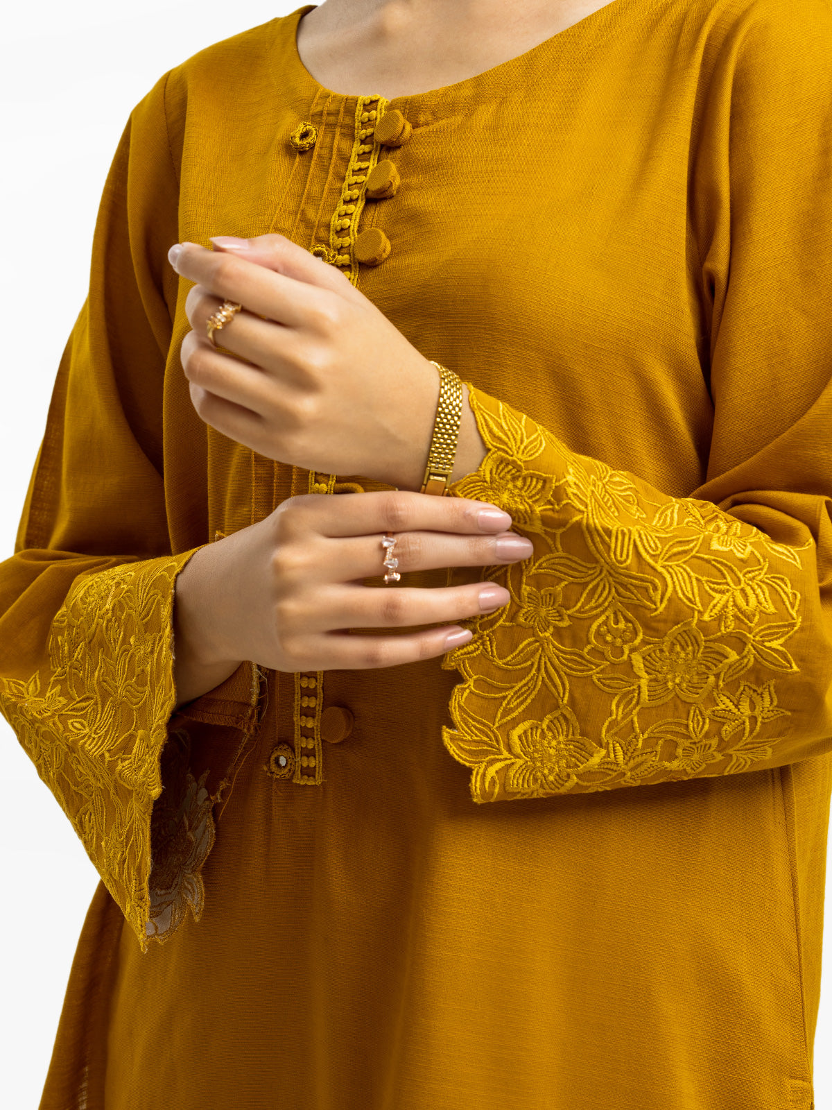 Edenrobe - Pret 3Pc Embroidered Khaddar Suit - EWTKE23-68777-3P