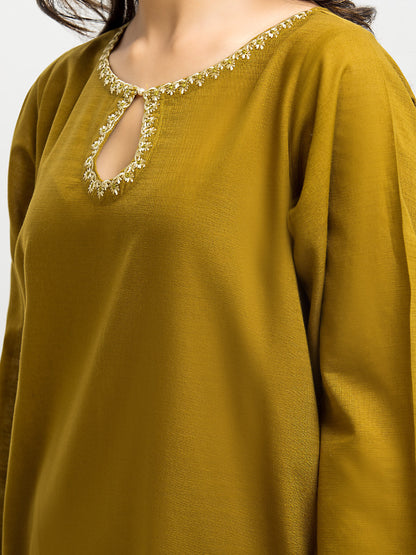 Edenrobe - Pret 3Pc Embroidered Khaddar Suit - EWTKE23-68797-3P