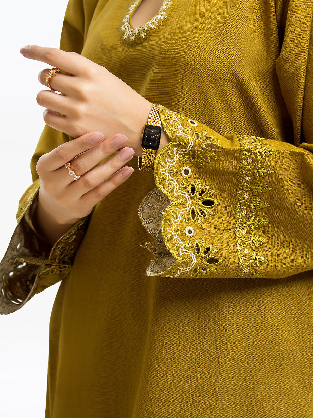 Edenrobe - Pret 3Pc Embroidered Khaddar Suit - EWTKE23-68797-3P