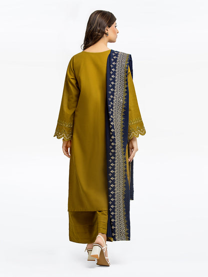 Edenrobe - Pret 3Pc Embroidered Khaddar Suit - EWTKE23-68797-3P