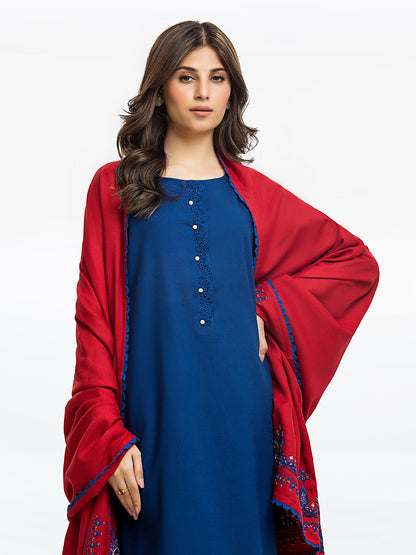 Edenrobe - Pret 3Pc Embroidered Khaddar Suit - EWTKE23-68800-3P