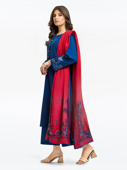 Edenrobe - Pret 3Pc Embroidered Khaddar Suit - EWTKE23-68800-3P