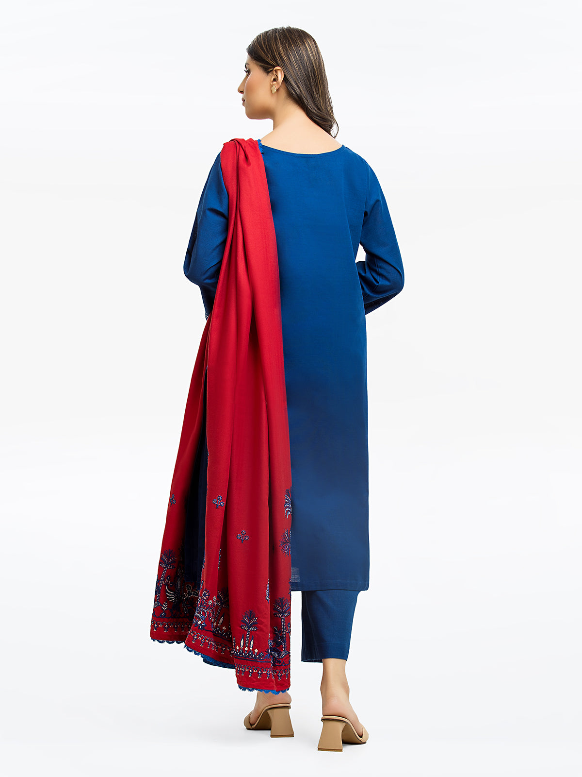 Edenrobe - Pret 3Pc Embroidered Khaddar Suit - EWTKE23-68800-3P