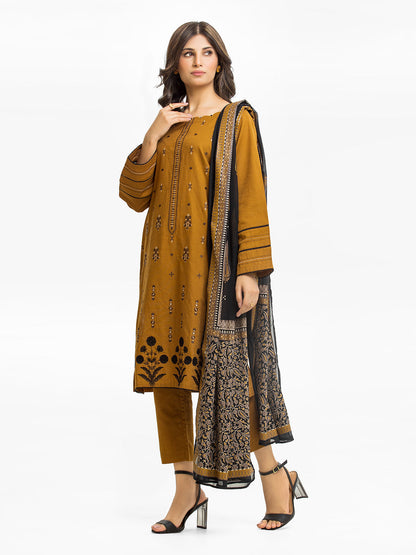 Edenrobe - Pret 3Pc Embroidered Khaddar Suit - EWTKE23-68985-3P