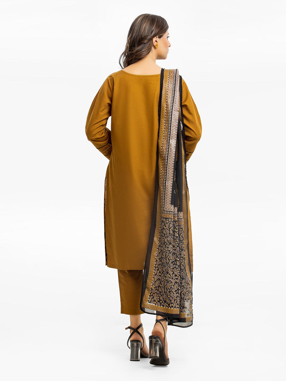 Edenrobe - Pret 3Pc Embroidered Khaddar Suit - EWTKE23-68985-3P