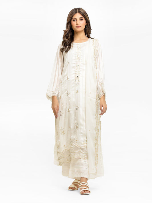 Edenrobe - Pret 2Pc Embroidered Wrinkle Chiffon Shirt Dupatta - EWTKE23-69514SD