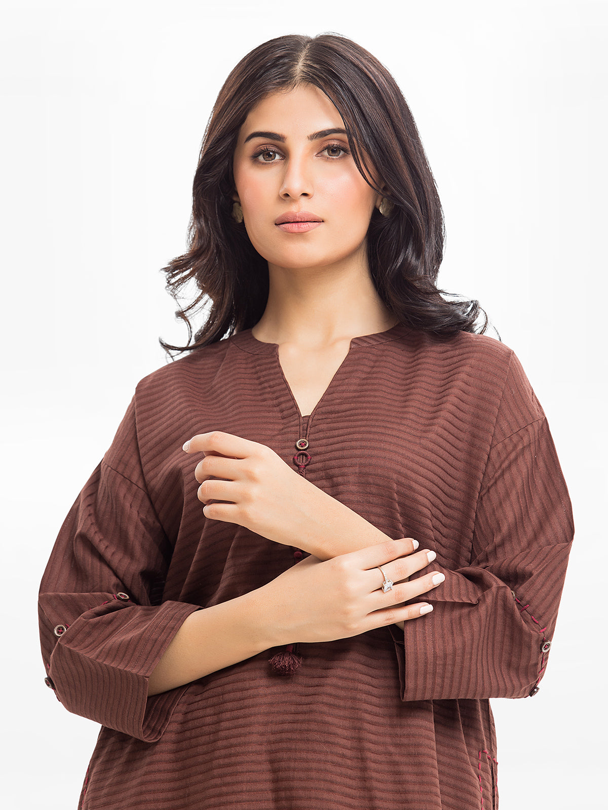 Edenrobe - Pret 2Pc Solid Dobby Shirt Trouser - EWTKS23-68977ST