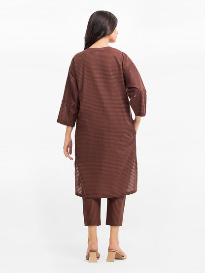 Edenrobe - Pret 2Pc Solid Dobby Shirt Trouser - EWTKS23-68977ST