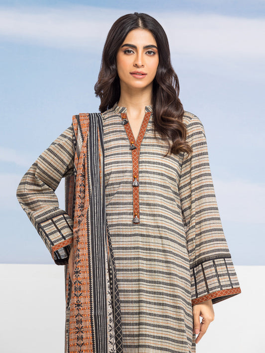 Edenrobe - EWU24A1-28009-3P Unstitched Sage Printed Lawn 3 Piece