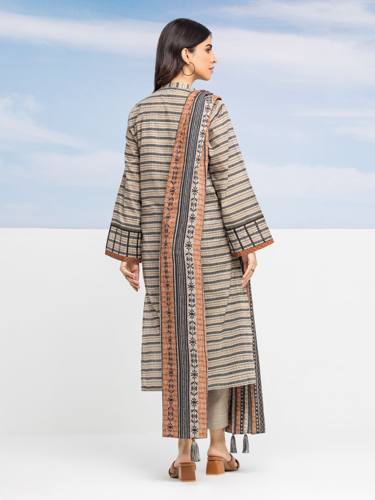 Edenrobe - EWU24A1-28009-3P Unstitched Sage Printed Lawn 3 Piece