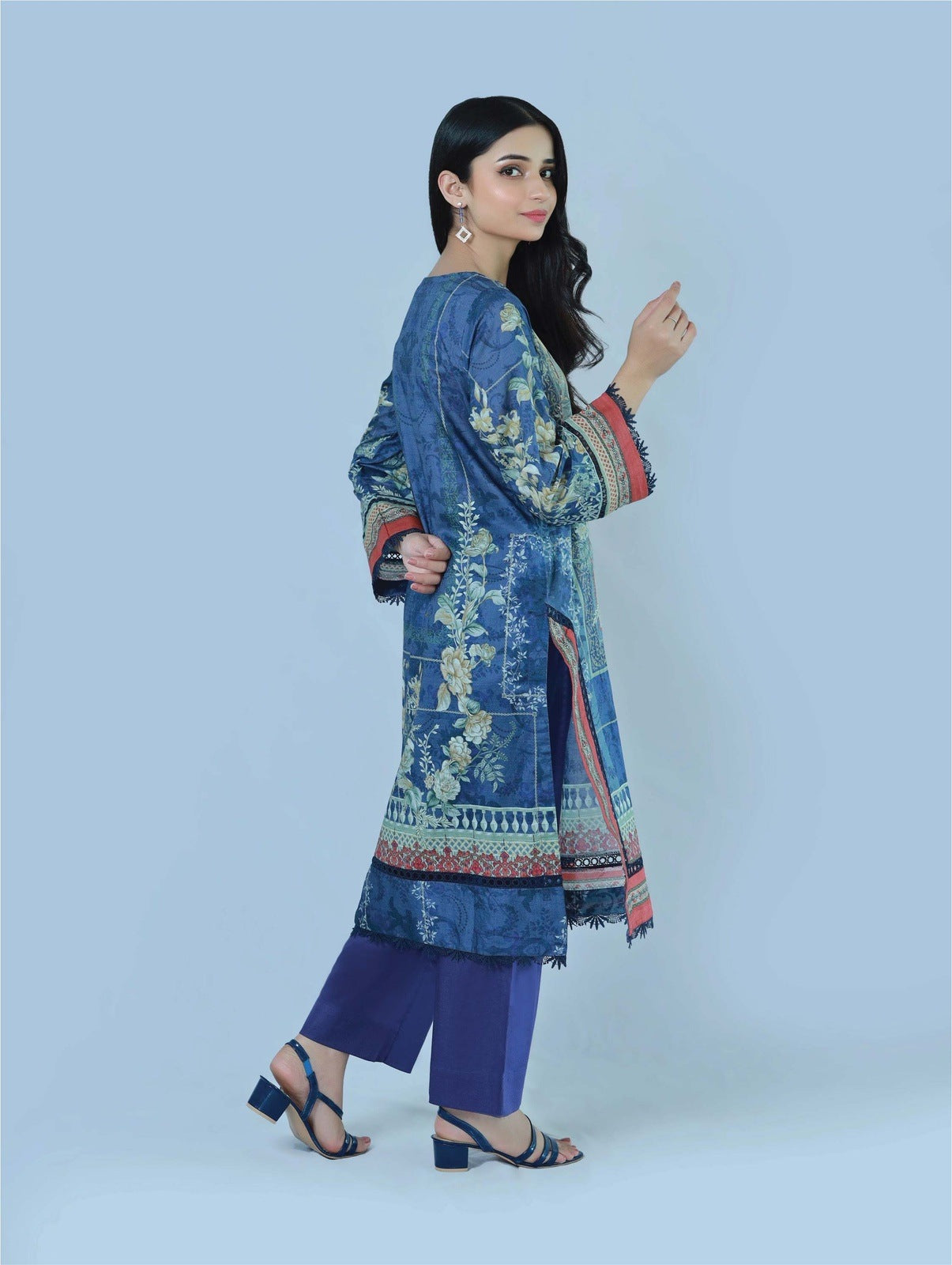 Bareeq Outfits - Vintage Aura 3 Piece Printed Suit