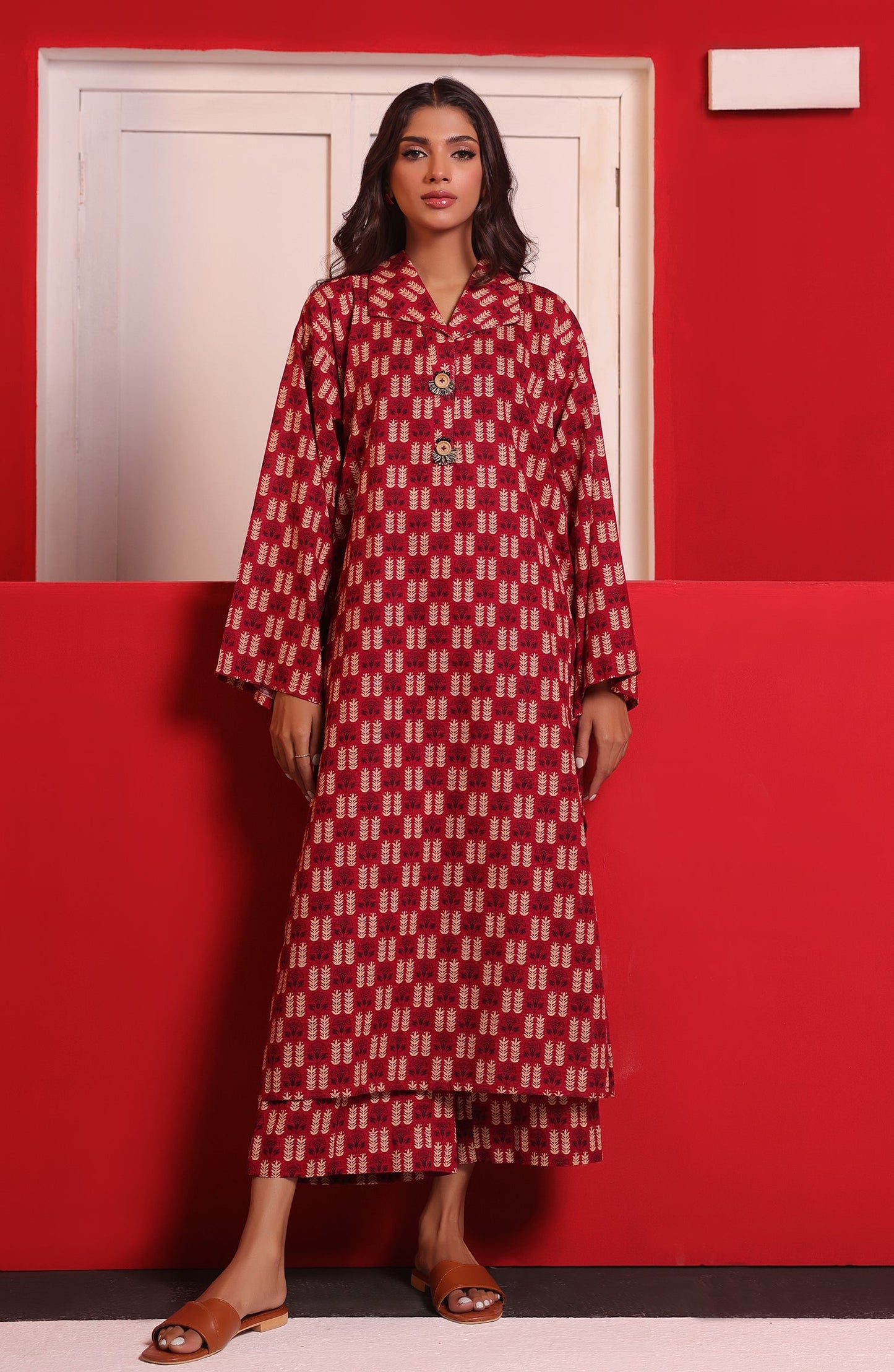 Orient - Stitched 2 Piece Printed Khaddar Shirt and Khaddar Pant