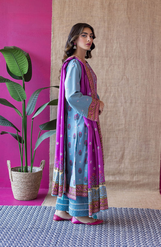 Orient - Unstitched 3 Piece Embroidered Khaddar Shirt , Khaddar Pant and Khaddar Dupatta