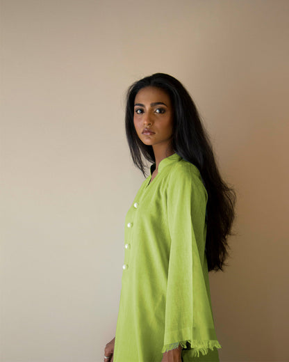 Ayesha Naveed - Green frayed set