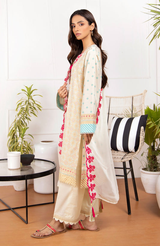 Orient - Unstitched 3 Piece Embroidered Lawn Shirt And Chiffon Dupatta