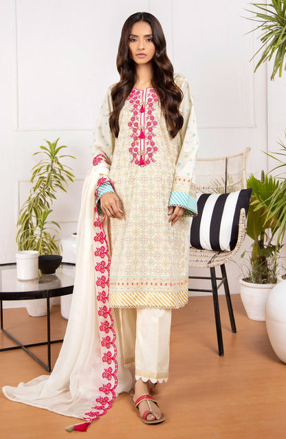 Orient - Unstitched 3 Piece Embroidered Lawn Shirt And Chiffon Dupatta