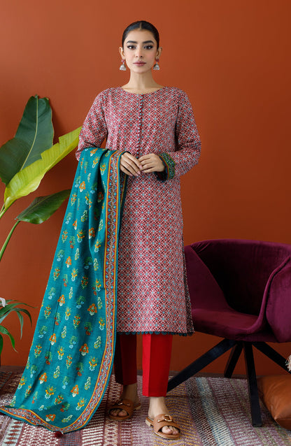 Orient - Unstitched 3 Piece Printed Khaddar Shirt , Khaddar Pant and Khaddar Dupatta