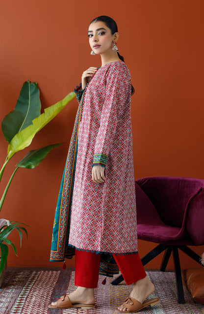 Orient - Unstitched 3 Piece Printed Khaddar Shirt , Khaddar Pant and Khaddar Dupatta