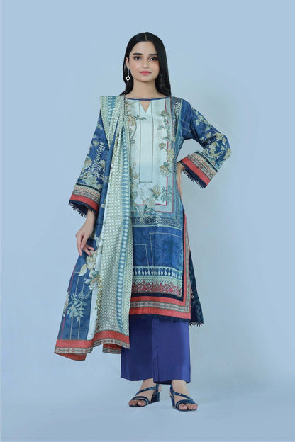 Bareeq Outfits - Vintage Aura 3 Piece Printed Suit
