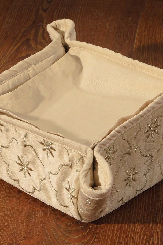 Nishat Linen - Vanilla Embroidered Bread Basket
