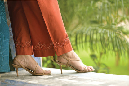 Bareeq Outfits - 2 Piece Suit Cambric Lawn Rust Embroidered