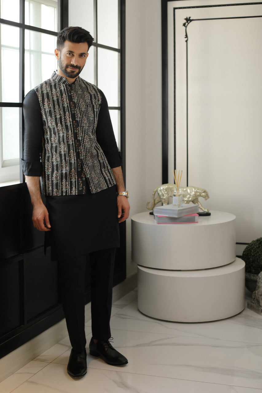 Black Linen Kurta And trouser