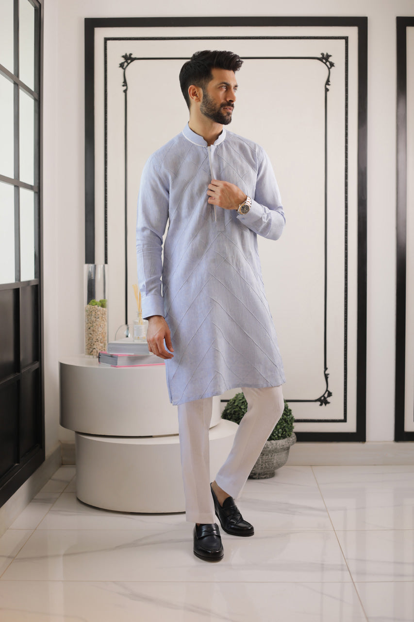 Blue Celestial Pleated Kurta