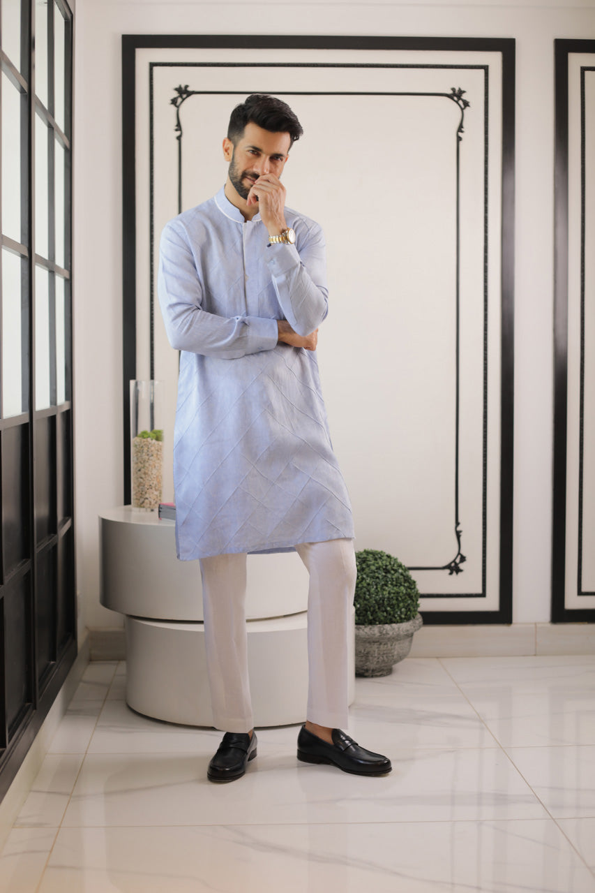 Blue Celestial Pleated Kurta