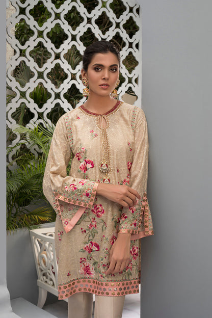 Embroidered Cotton Net Shirt And Trouser With Dupatta