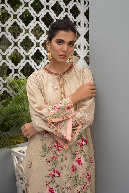 Embroidered Cotton Net Shirt And Trouser With Dupatta