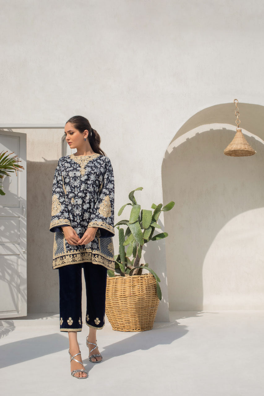 Printed Self Jamawar Boxed Kurta