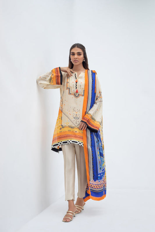 Digitally Printed Cotton Net Shirt With Trouser