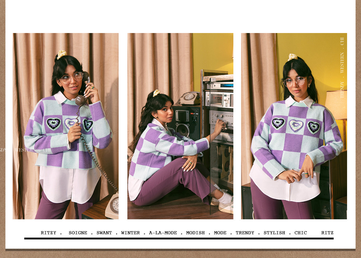 Ethnic - JACQUARD WITH CROCHET HEARTS SWEATER (E0545/108/511)