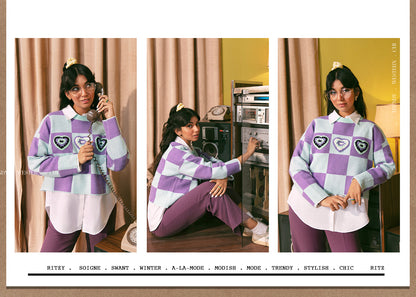 Ethnic - JACQUARD WITH CROCHET HEARTS SWEATER (E0545/108/511)