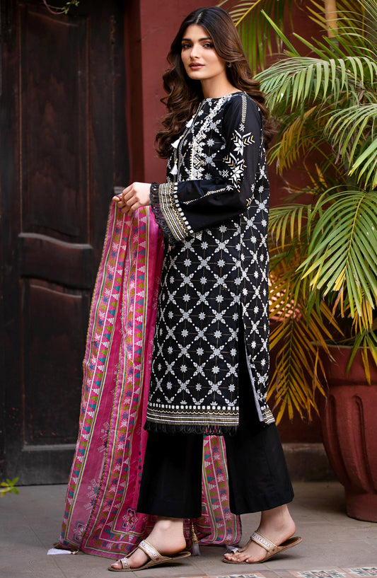 Orient - Unstitched 3 Piece Gold Lacquer Embroidered Lawn Suit