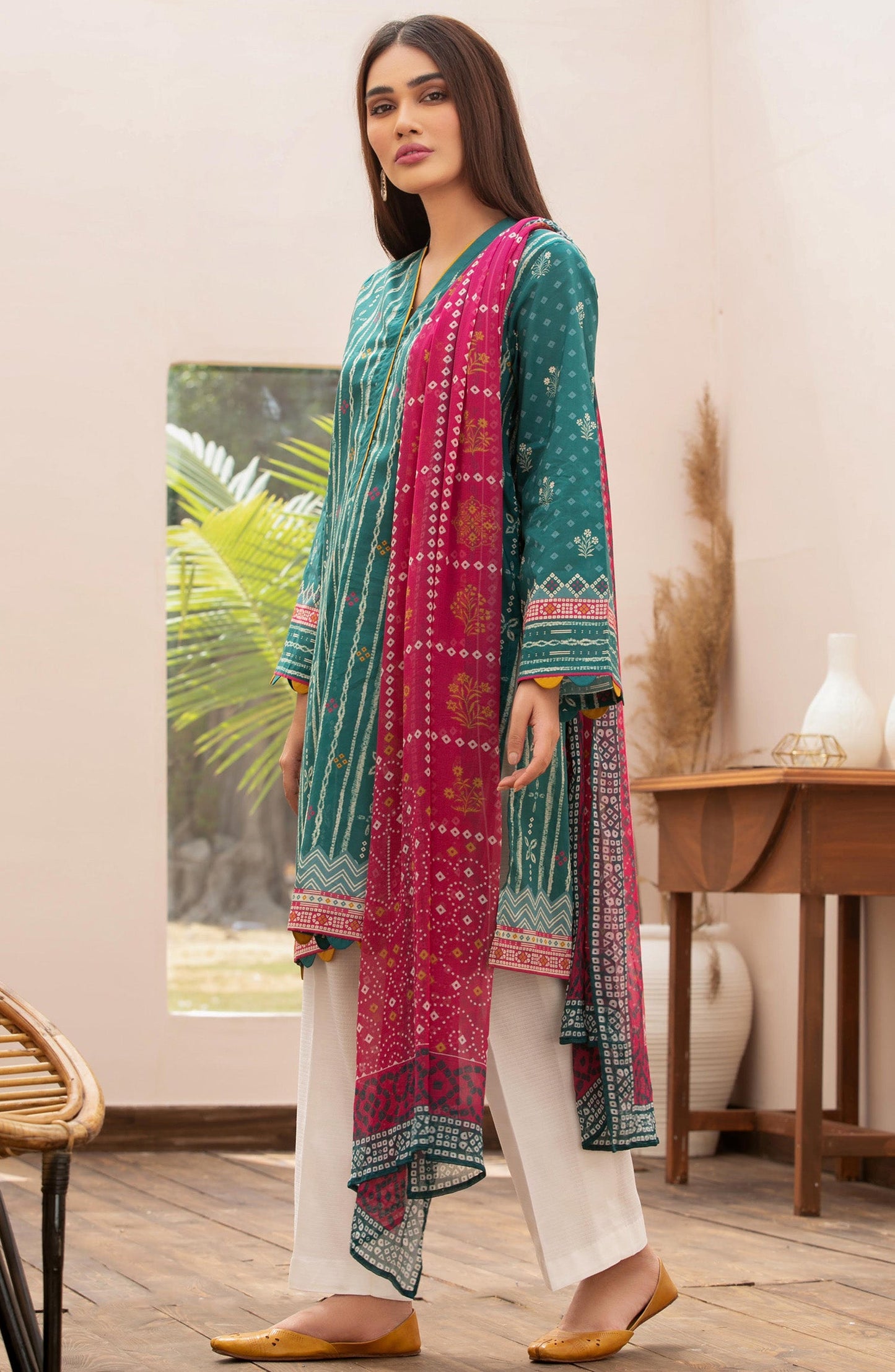 Orient - Unstitched 2 Piece Printed Lawn Shirt Chiffon Dupatta