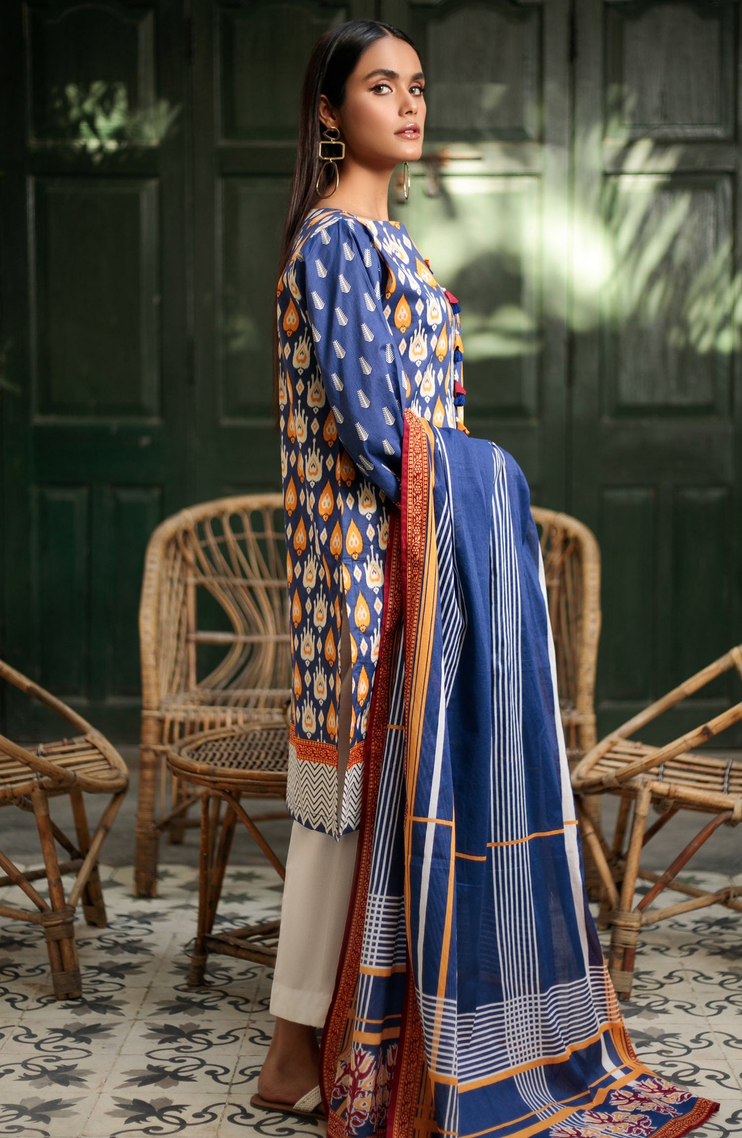 Orient - Unstitched 2 Piece Printed Lawn Shirt Dupatta