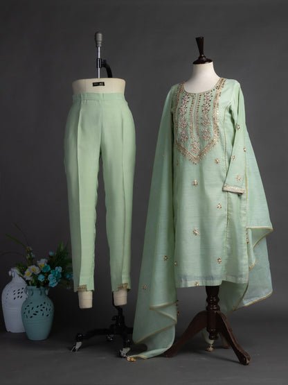 Eraj Hussain - Gotta Patti Pistachio - Stitched