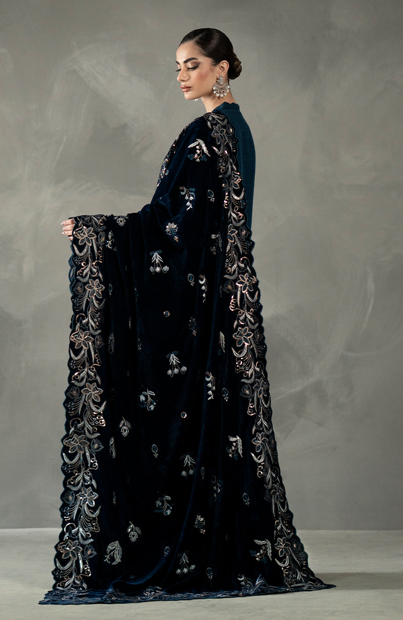 Seran - Teal Velvet Shawl