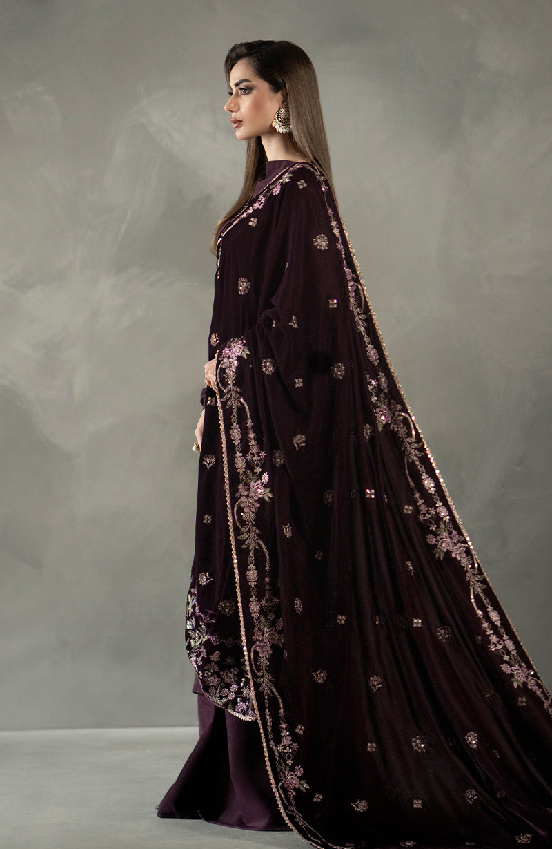 Seran - Plum Velvet Shawl