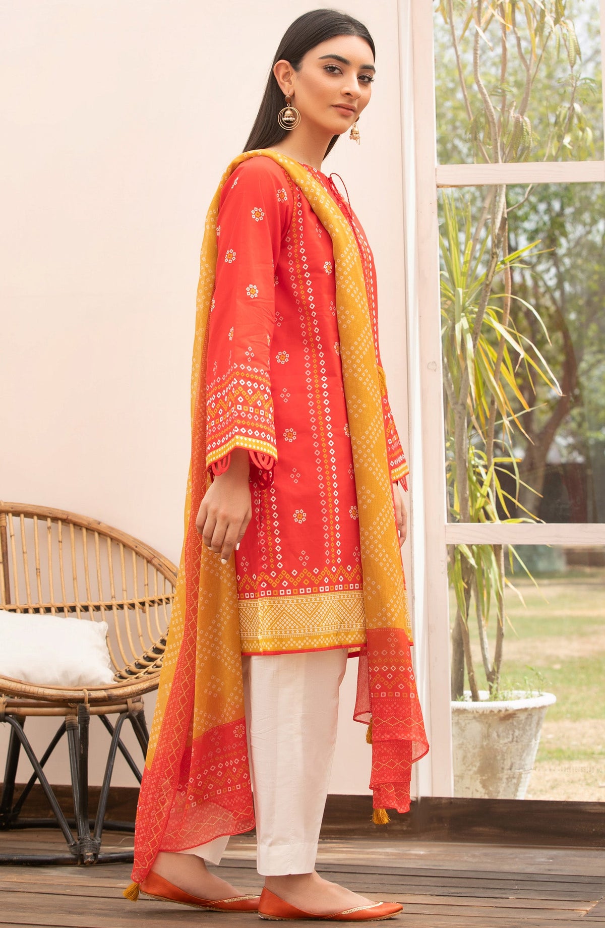 Orient - Unstitched 2 Piece Printed Lawn Shirt Chiffon Dupatta