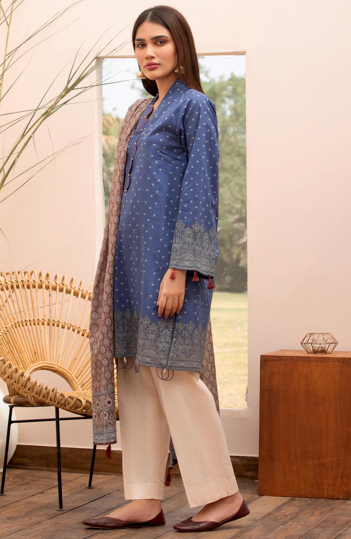 Orient - Unstitched 2 Piece Printed Lawn Shirt Dupatta