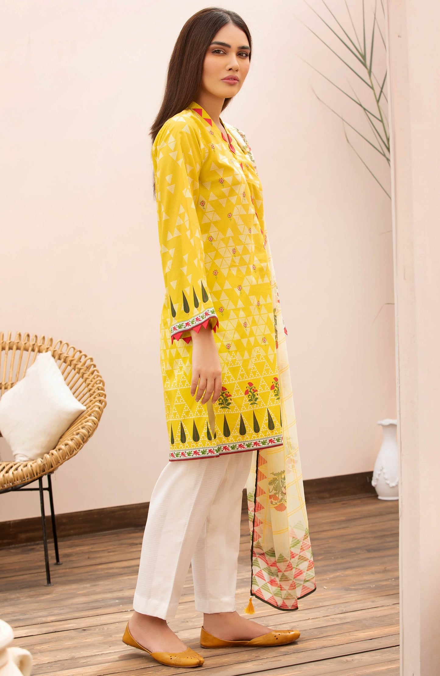 Orient - Unstitched 2 Piece Printed Lawn Shirt Chiffon Dupatta