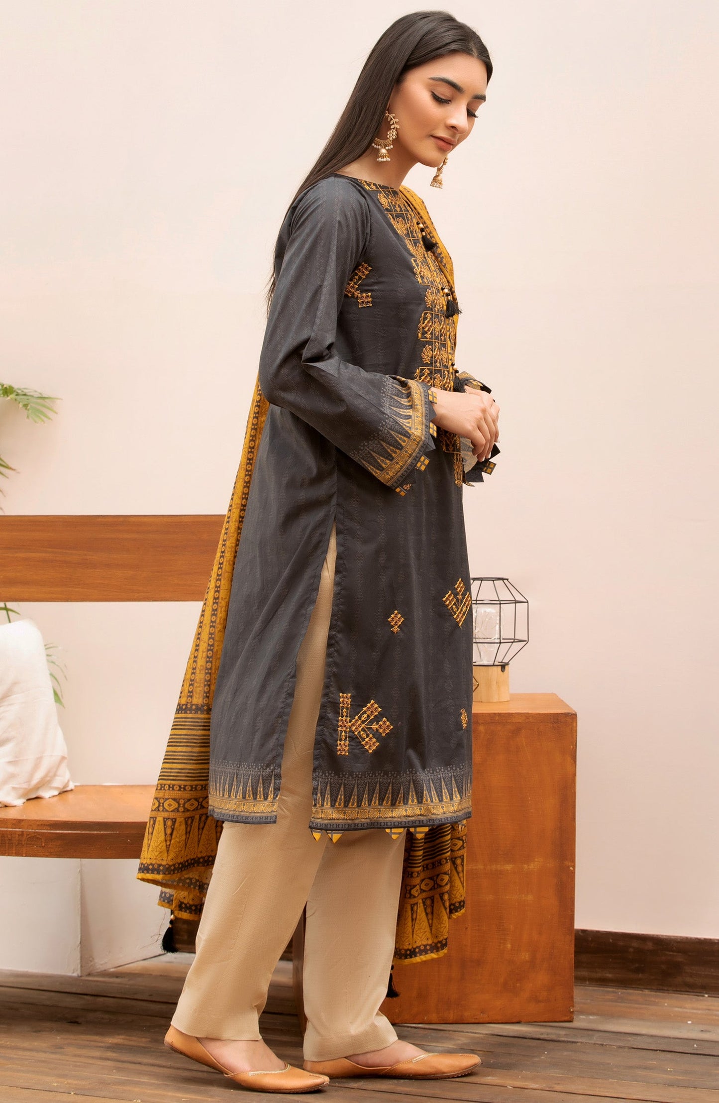 Orient - Unstitched 2 Piece Embroidered Lawn Shirt Dupatta