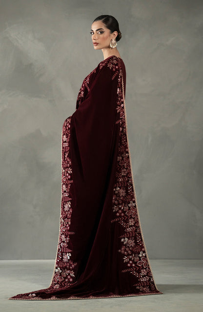 Seran - Maroon Velvet Shawl