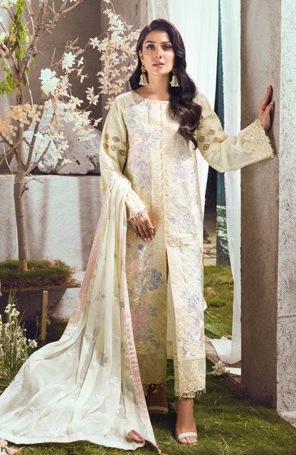 Alzohaib - 3 Piece Unstitched Luxury Embroidered Lawn-MLL-23-2-03